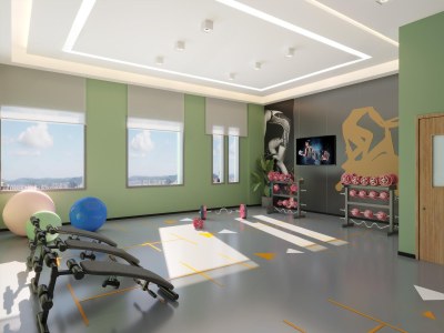 现代健身房私教区3D模型下载